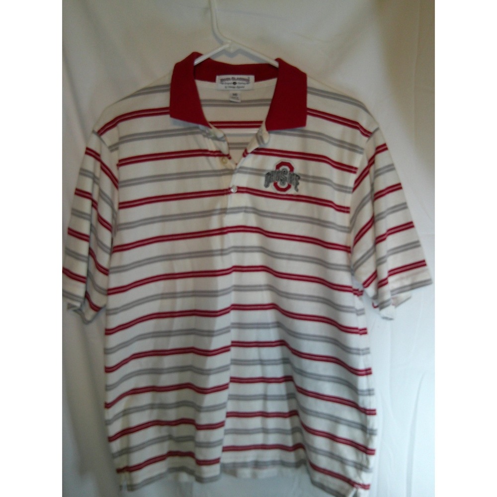 Vintage Boca Classics Striped Polo Shirt Ohio State Buckeyes Collegiate MD‎